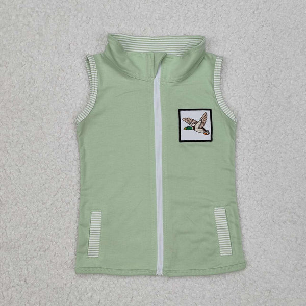 BT1071 RTS toddler boy clothes mallard embroidery camo pocket zipper boy vest