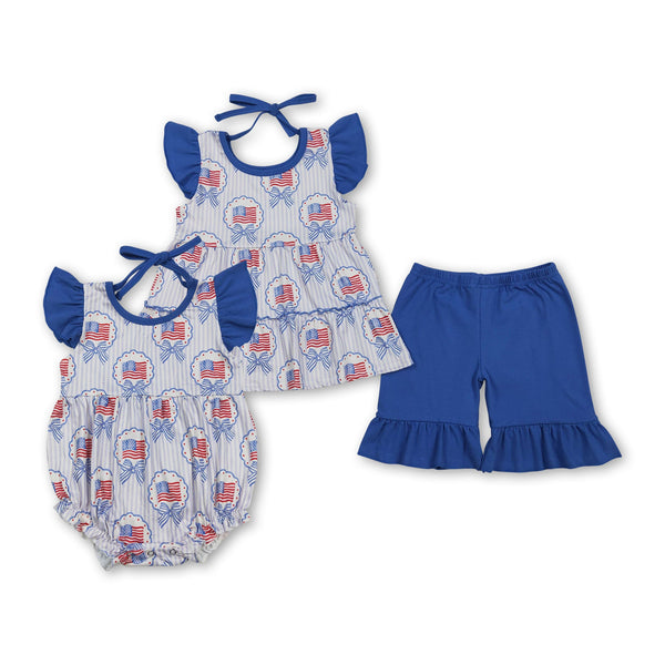 RTS Matching kids clothing flag print clothing girl 4th of July summer clothing-2026.4.24