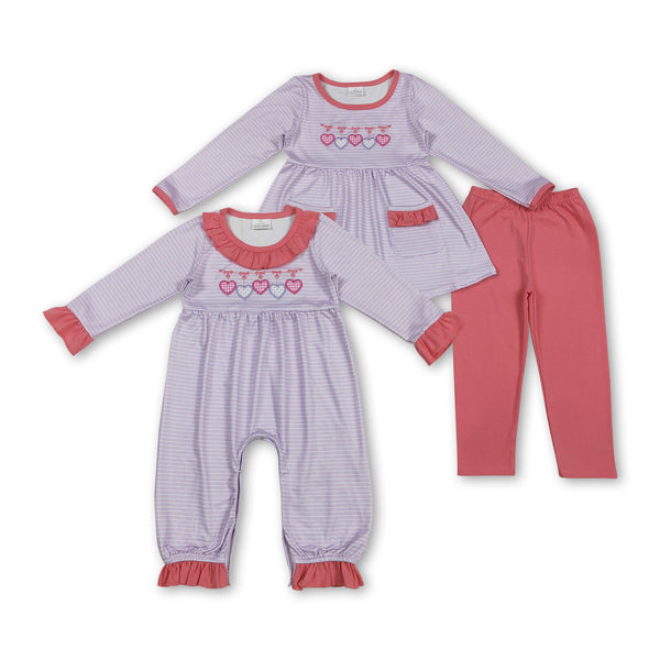 RTS kids matching clothing embroidery heart print clothing girl valentine clothing-2025.11.15