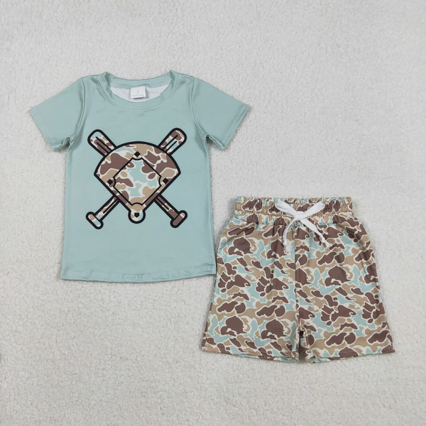 RTS baby clothes  baseball print boy summer shorts set-2025.12.9