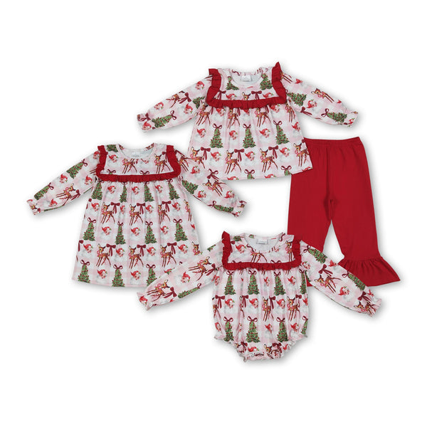 RTS kids matching clothing santa print clothing girl christmas winter clothing-2025.6.27