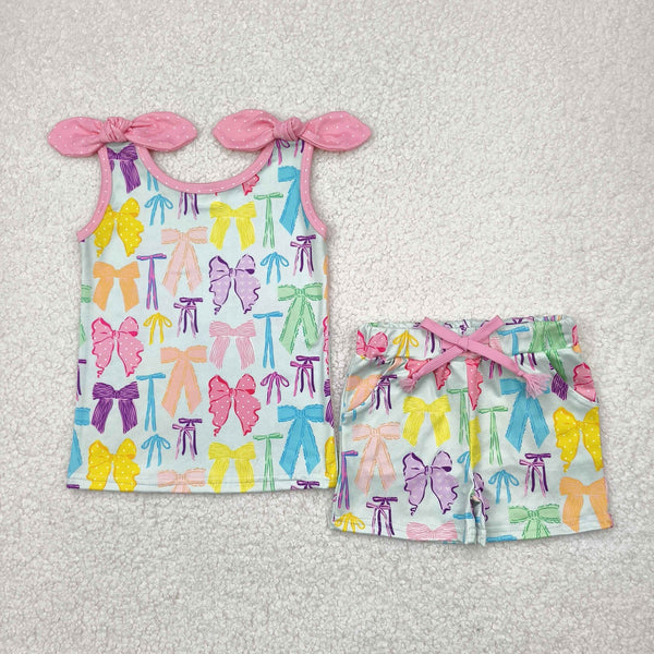 GSSO2188 RTS girl clothes bows girl summer set