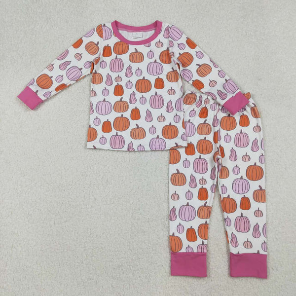 GLP2702 RTS girl clothes pumpkin  girl winter pajamas outfit