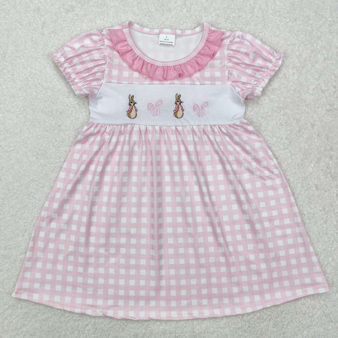 GSD1583 RTS toddler clothes pink rabbit baby girl easter summer dress-embroidery