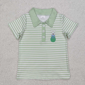 BT1046 RTS boy clothes rabbit egg boy easter summer top shirt embroidery