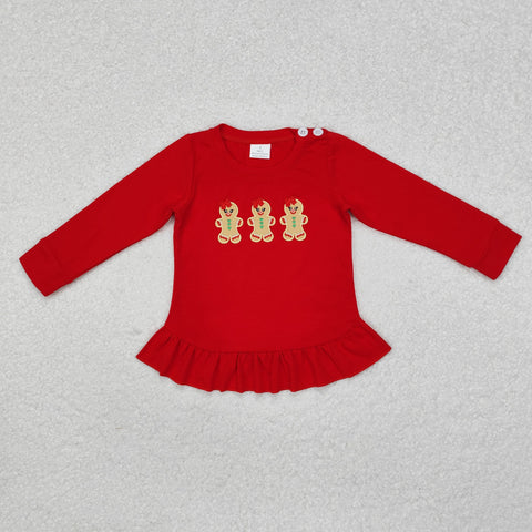 GT0702 RTS toddler girl clothes gingerbread man girl christmas winter top shirt embroidery