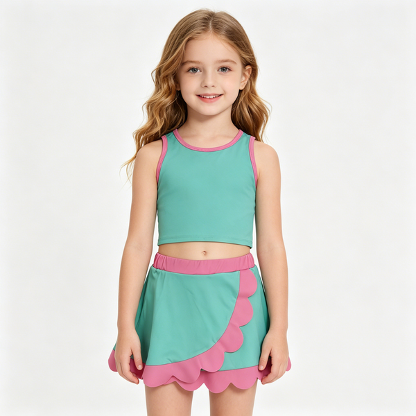 GSD4012 RTS toddler clothes green girl summer yoga set summer sports outfit