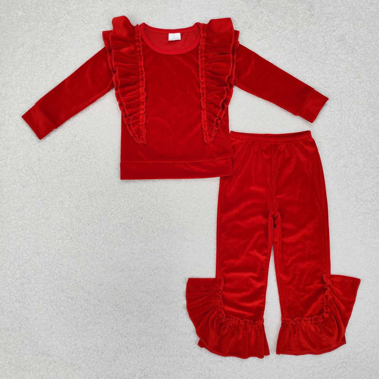 GLP2164 RTS  toddler girl clothes red velvet girl winter clothes christmas set