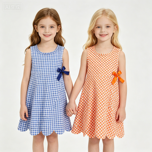 RTS Matching clothing kids gingham print clothing girl summer yoga clothing-2026.4.1