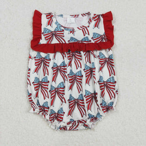 SR2664 RTS baby girl clothes bows toddler girl 4th of July Patriotic summer bubble