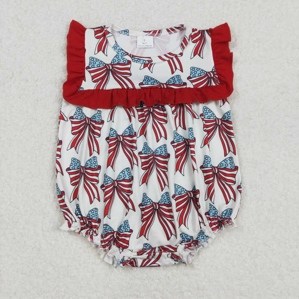 SR2664 RTS baby girl clothes bows toddler girl 4th of July Patriotic summer bubble