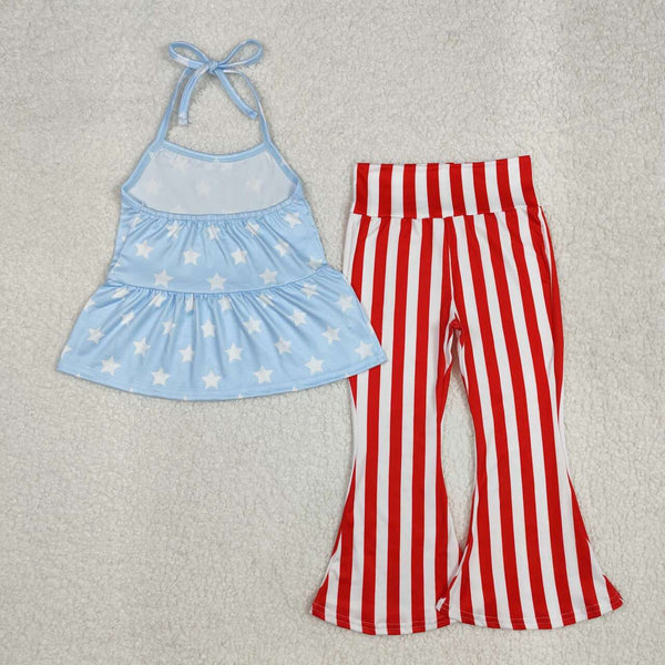 GSPO1974 RTS girl clothes star girl 4th of July Patriotic bell bottom pant set