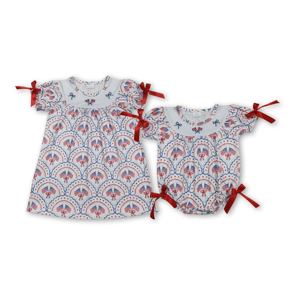 RTS Matching kids clothing embroidery flag print clothing girl 4th of July summer clothing-2026.3.13