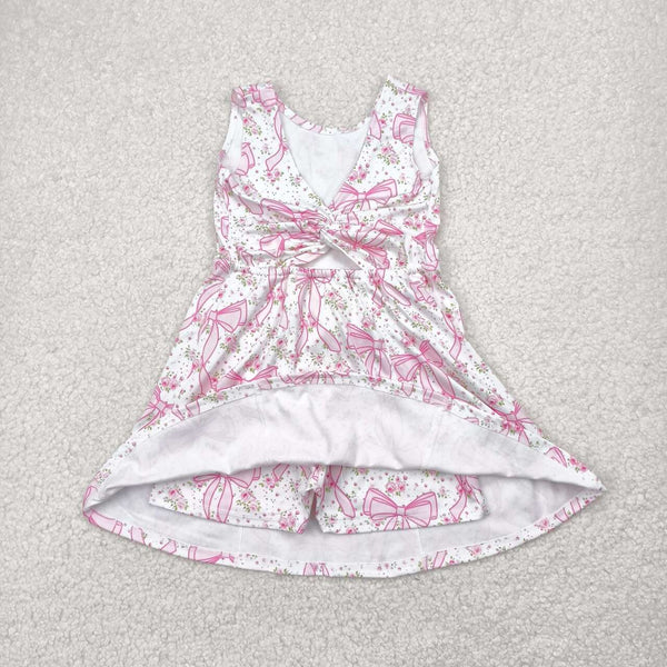GSD2199 RTS girl clothes bows girl summer dress yoga clothes athletic sports clothes