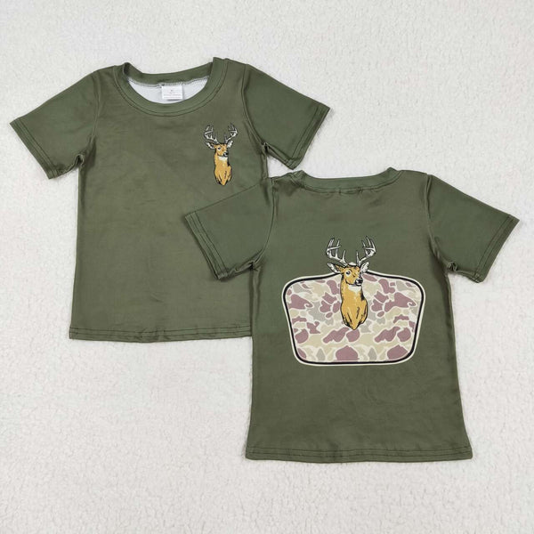 BT1148 RTS boy clothes hunting camo deer boy summer top tshirt