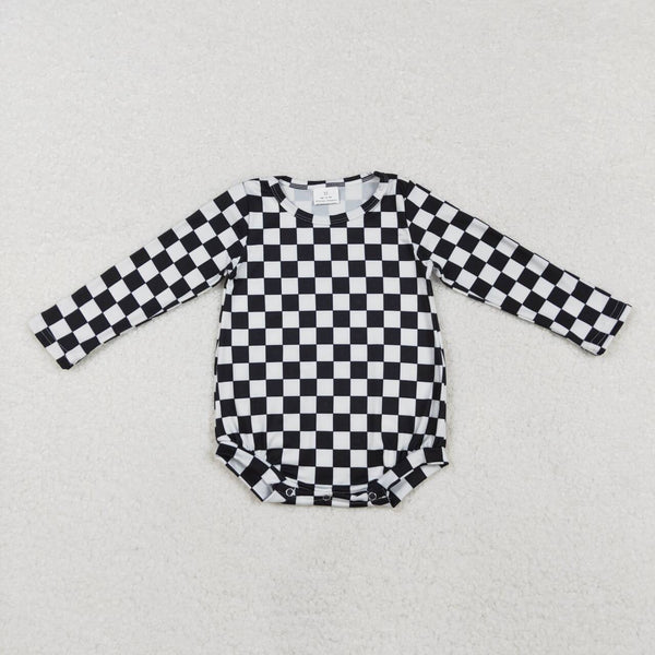 LR2121 RTS baby girl clothes black plaid gingham girl winter bubble