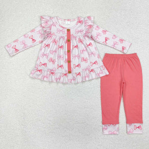 GLP1958 RTS toddler girl  clothes pink bows girl winter set