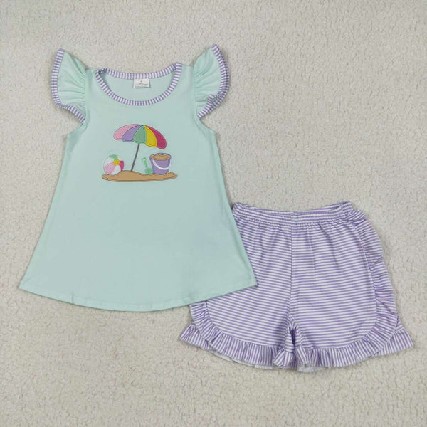 GSSO2553 RTS girl clothes beach toddler girl summer outfit-embroidery