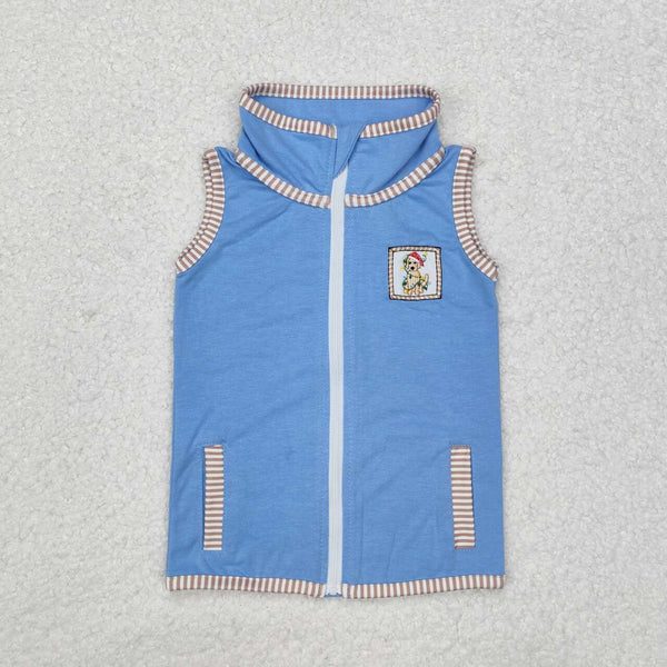 BT0860 RTS toddler boy clothes pubby boy winter christmas vest top embroidery