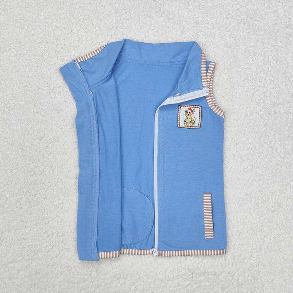 BT0860 RTS toddler boy clothes pubby boy winter christmas vest top embroidery