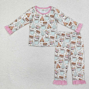 GLP1502 RTS toddler girl clothes marshmallow girl winter pajamas set-bamboo