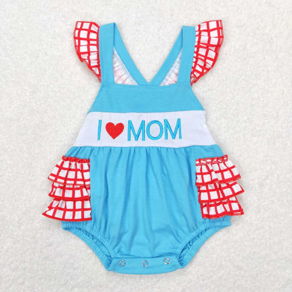 RTS Matching clothes embroidery i love mom print clothing girl summer clothing-2026.4.18