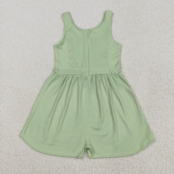 SR3021 RTS girl clothes green girls summer jumpsuit yoga clothes