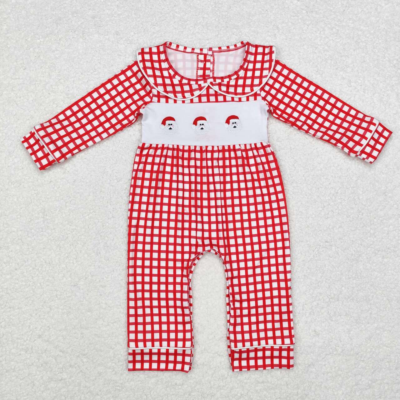 LR1263 RTS baby boy clothes santa boy christmas winter romper embroidery