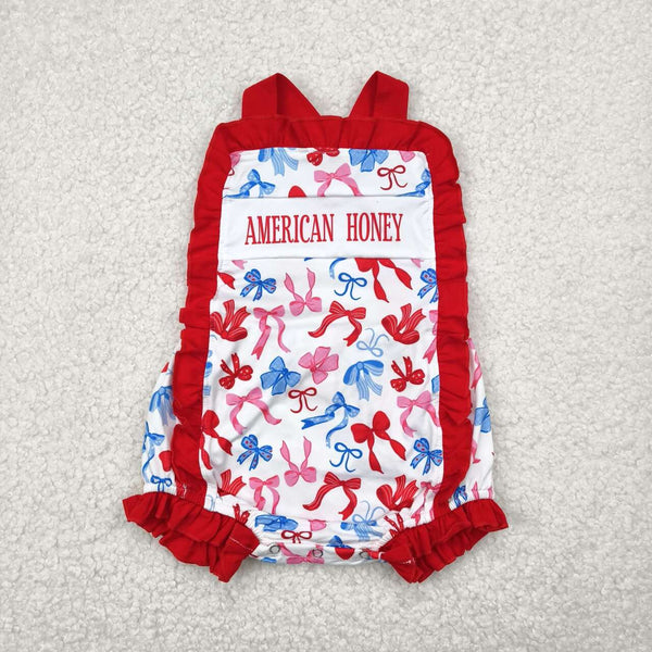 SR3048 RTS baby girl clothes American honey girl 4th of July Patriotic summer bubble