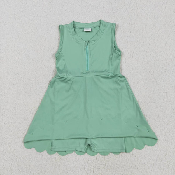 GSD2089 RTS girl clothes green girl summer dress yoga clothes atheletic clothes