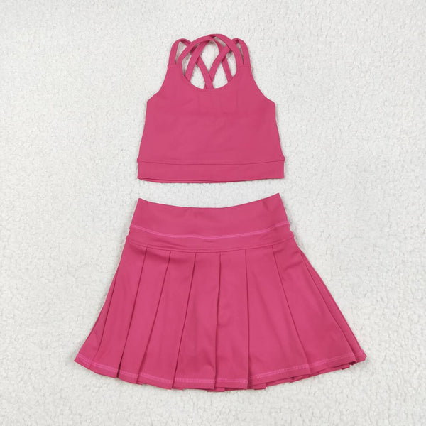 GSD2442 RTS girl clothes pink girl summer top vest yoga clothes atheletic clothes