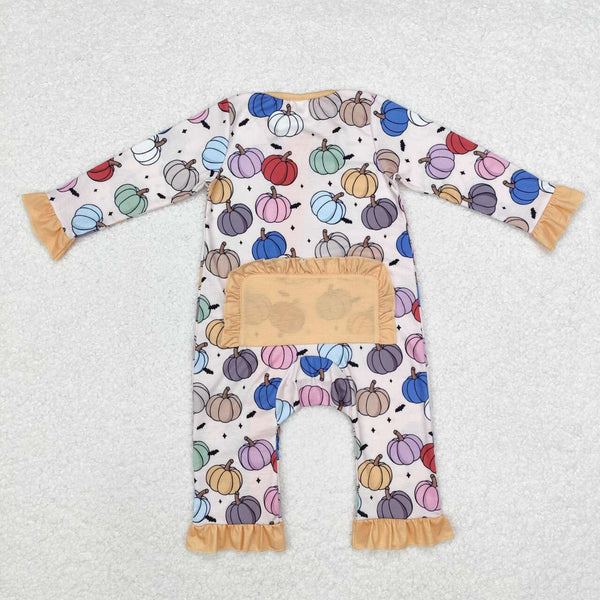 LR1455 RTS baby halloween clothes pumpkin baby halloween romper-Bamboo