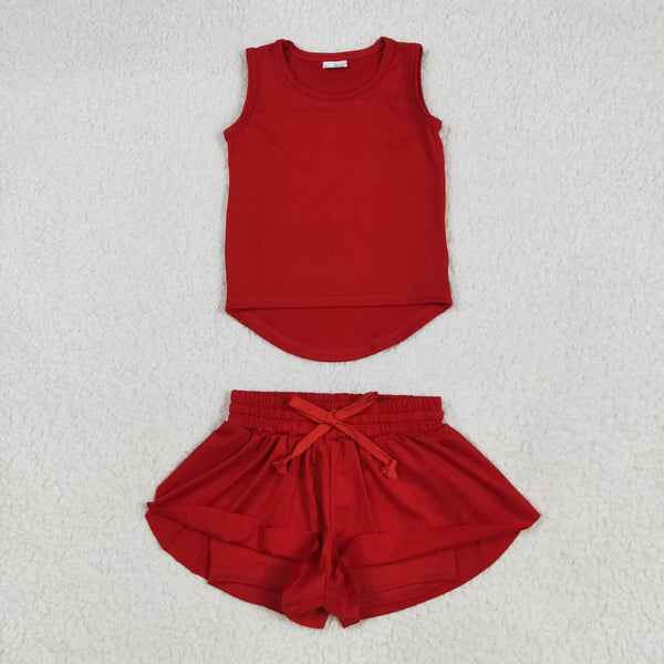 GSSO2499 RTS girl clothes red girl summer yoga clothes atheletic clothes