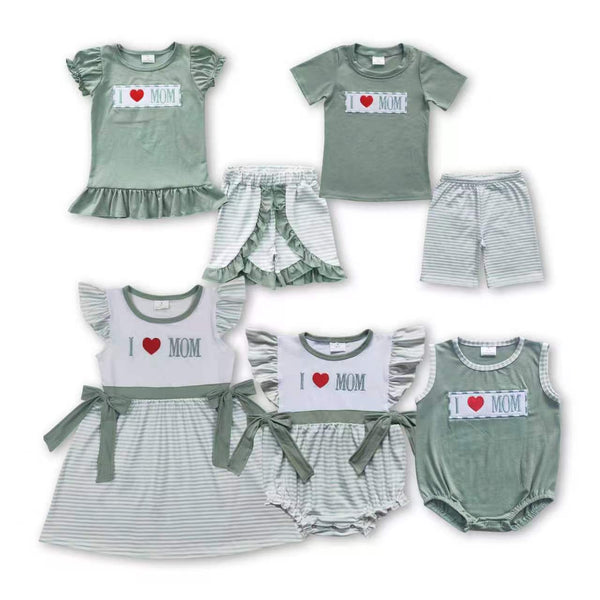 RTS Matching kids clothing embroidery i mom print clothing baby summer clothing-2026.4.18