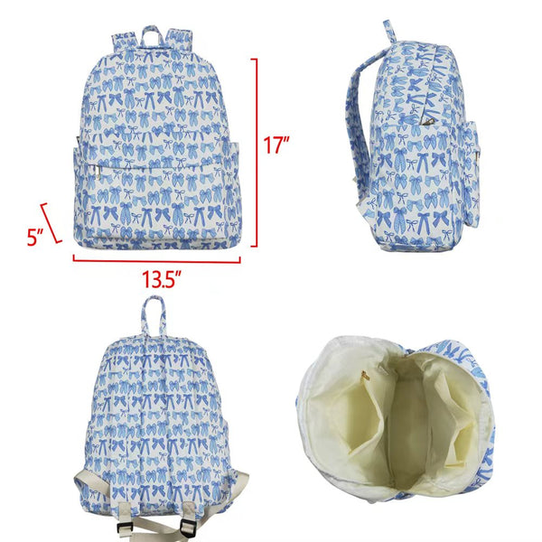 BA0322 RTS Kids Backpack Blue Bow School Backpack Travel Backpack