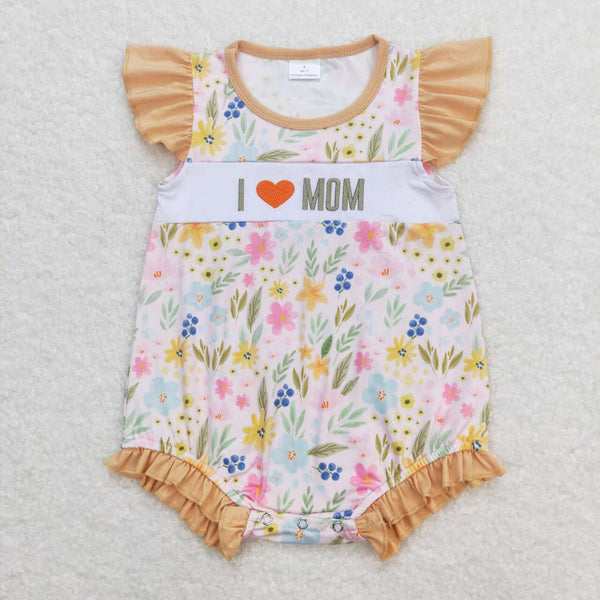 SR1131 RTS baby girl clothes embroidery I love mom toddler girl summer bubble mother's day clothes