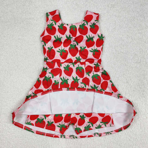 GSD1843 RTS toddler clothes strawberry baby girl summer dress yoga clothes