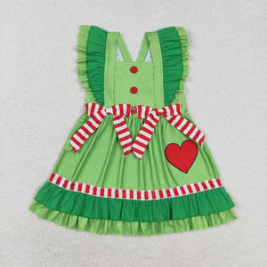 GSD1356 RTS toddler girl clothes heart green girl christmas dress