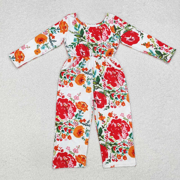 LR1837 RTS baby girl clothes floral girl autumn  jumpsuit fall romper