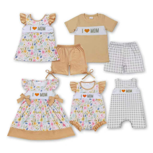 RTS Matching kids clothing embroidery i mom print clothing baby summer clothing-2026.4.18