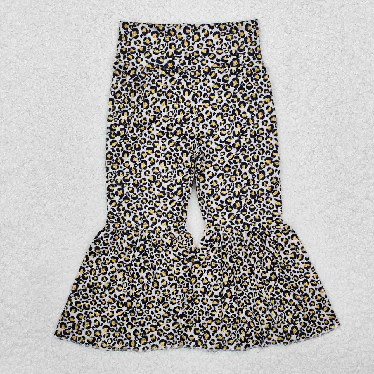 P0460 RTS baby girl clothes leopard print girl bell bottom pant