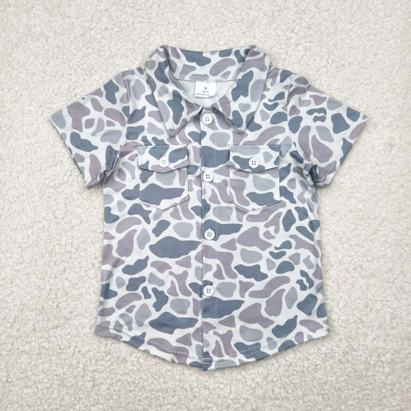 BT1202 RTS boy clothes grey camo boy summer top Tshirt