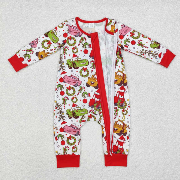 LR1559 RTS baby clothes cartoon car boy christmas winter romper-bamboo