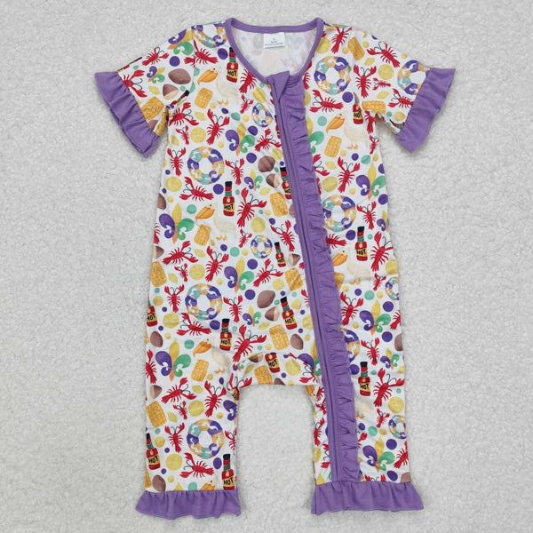 SR2019 RTS baby girl clothes crawfish girl mardi gras romper