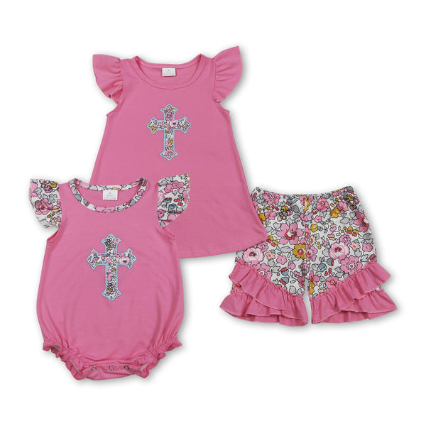 RTS match kids clothing embroidery cross print clothing girl easter summer clothing-2026.2.12