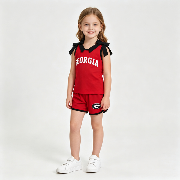RTS GSSO3834  baby girl clothes cotton +vinyl toddler girl summer outfit summer shorts set 2
