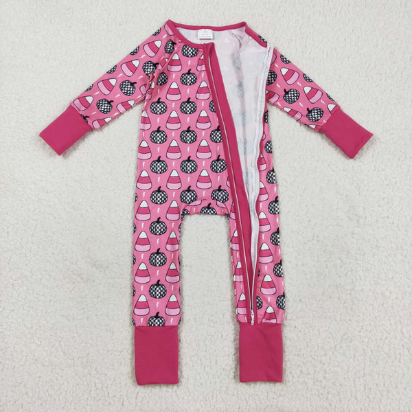 LR2467 RTS baby girl clothes candy girl halloween winter romper zip romper