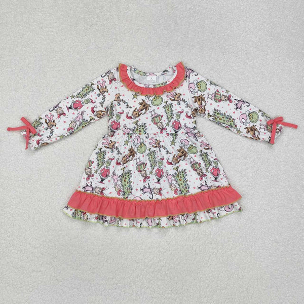 GLD0834 RTS toddler girl clothes cartoon girl christmas dress