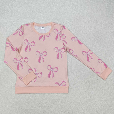 GT0878 RTS adult clothes pink bows adult women winter top