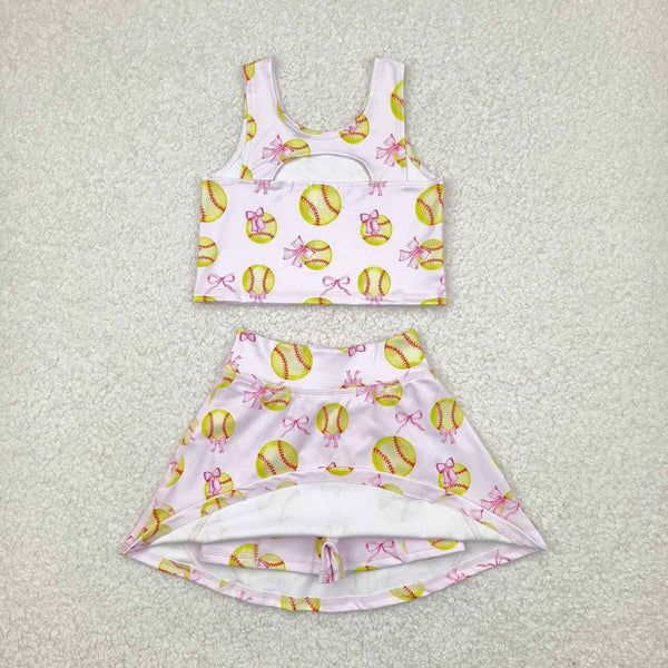 GSD2045 RTS toddler girl clothes baseball girl summer set yoga clothes